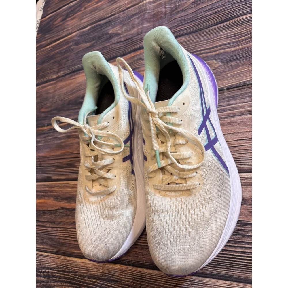 ASICS GT-2000 12 Running Shoes Womens Size 9.5 Cream Violet 1012B616 Lace Up - Picture 2 of 15